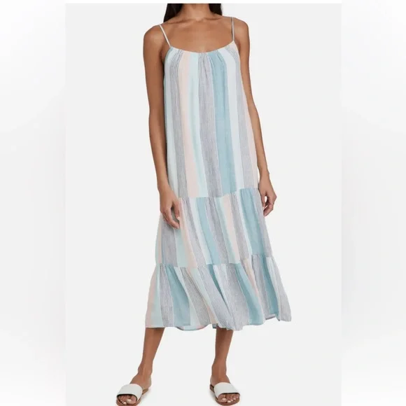 NWOT  RAILS Adora Sleeveless Linen Blend Midi Dress in Highland Stripe - Picture 2 of 12